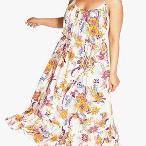 NWT City Chic Maxi Tilly Print Dress Size Large